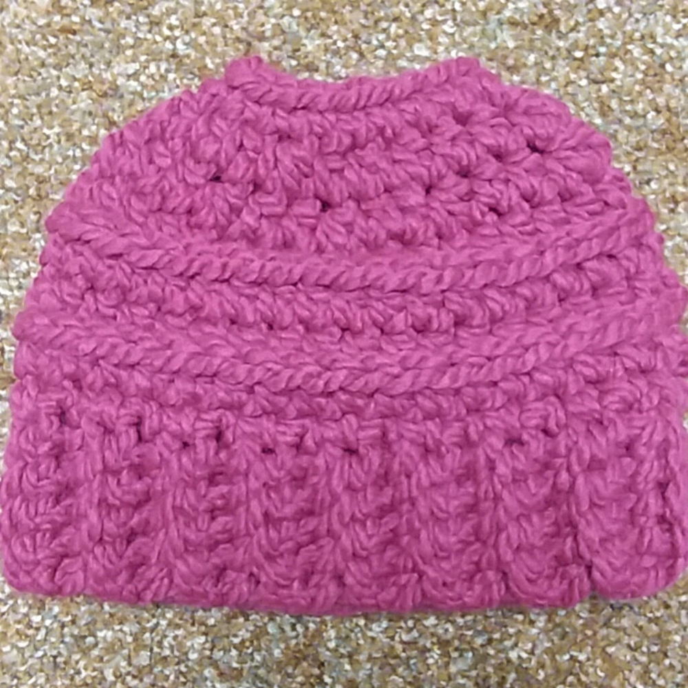 Adult crochet ponytail hat